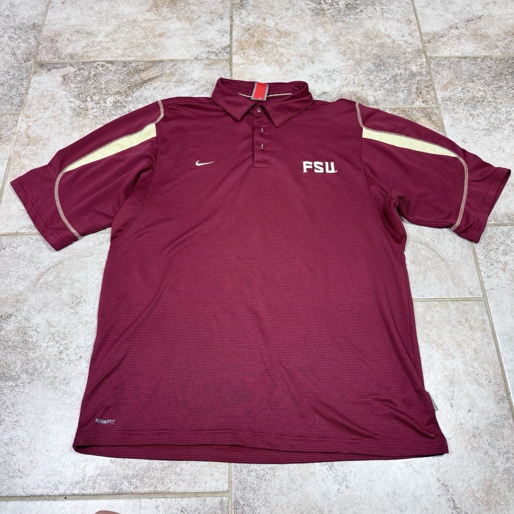Nike Shirt FSU Mens Large Maroon Team Fit Dry Florida State Seminolesβ Vintage
